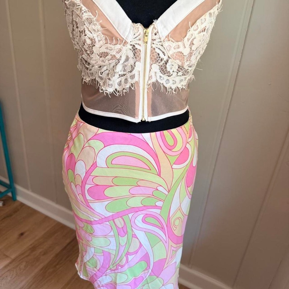 Charlotte Russe Sheer Nude Illusion Lace Crop Top Festival